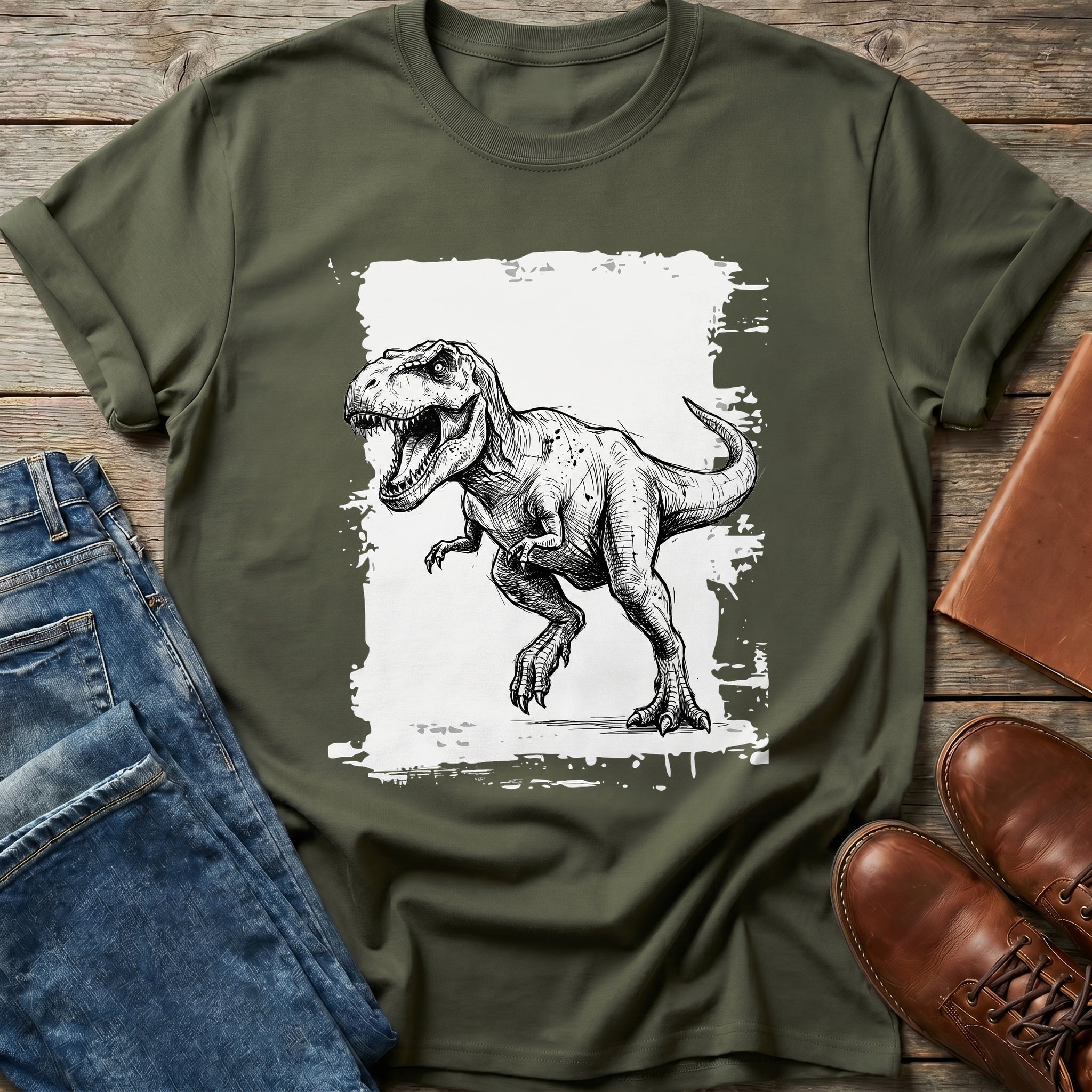 Hand-Drawn T-Rex Sketch T Shirt