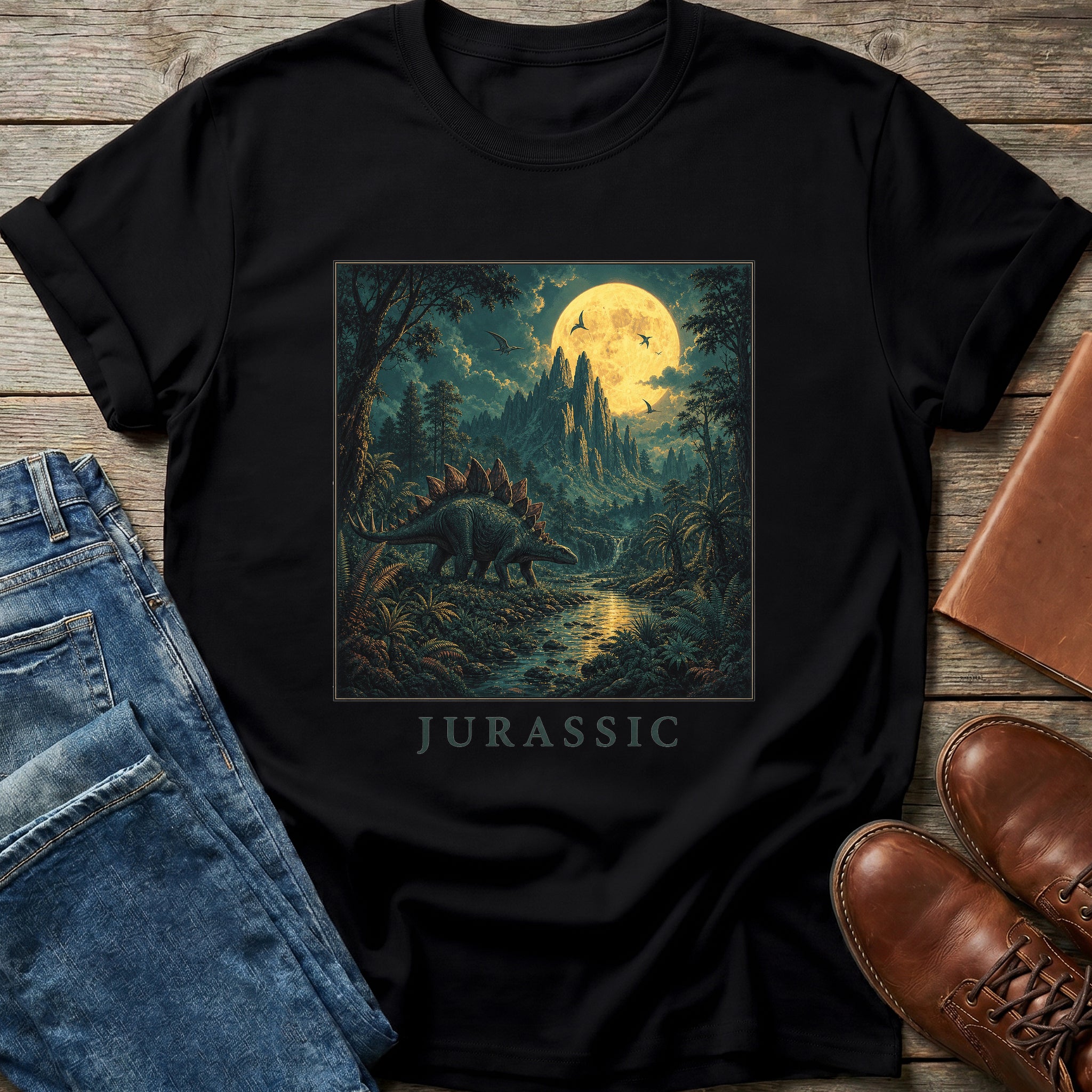 Prehistoric Moonlit Stego T Shirt