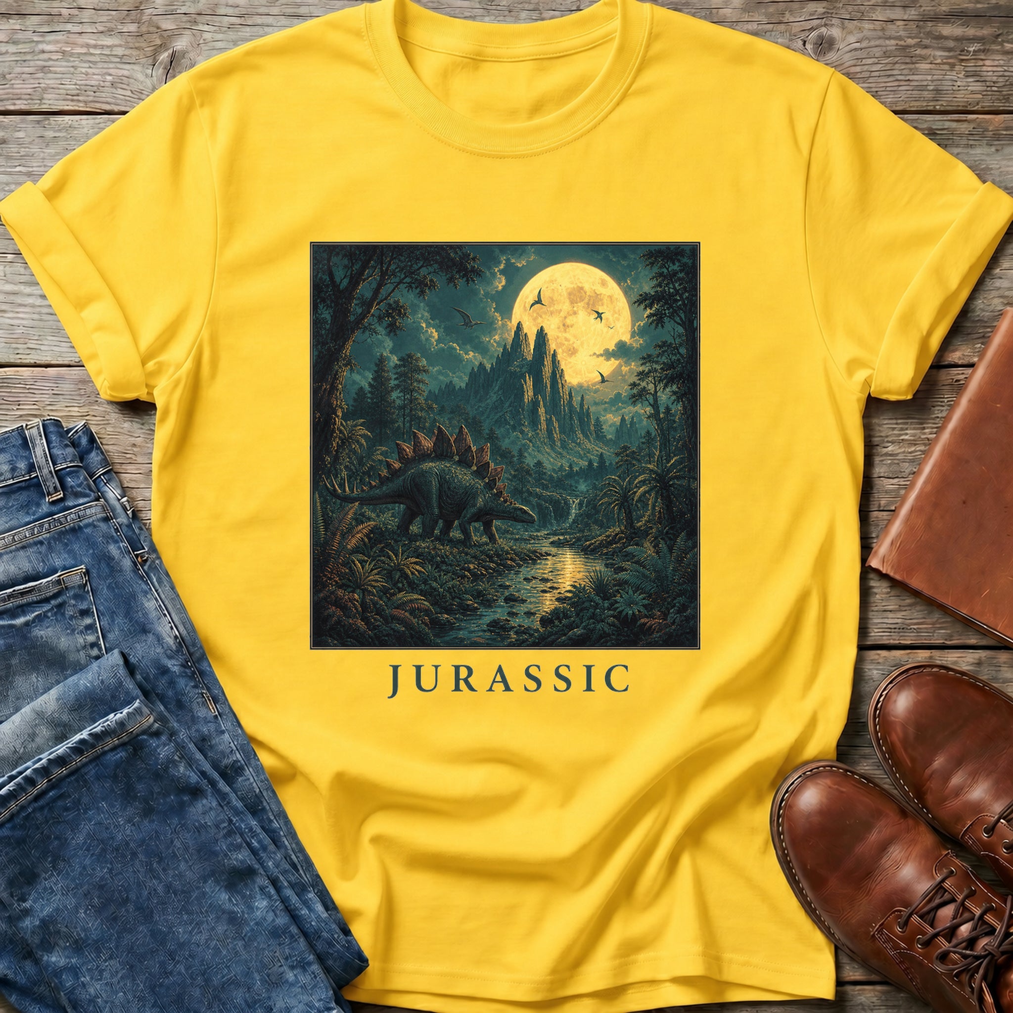 Prehistoric Moonlit Stego T Shirt
