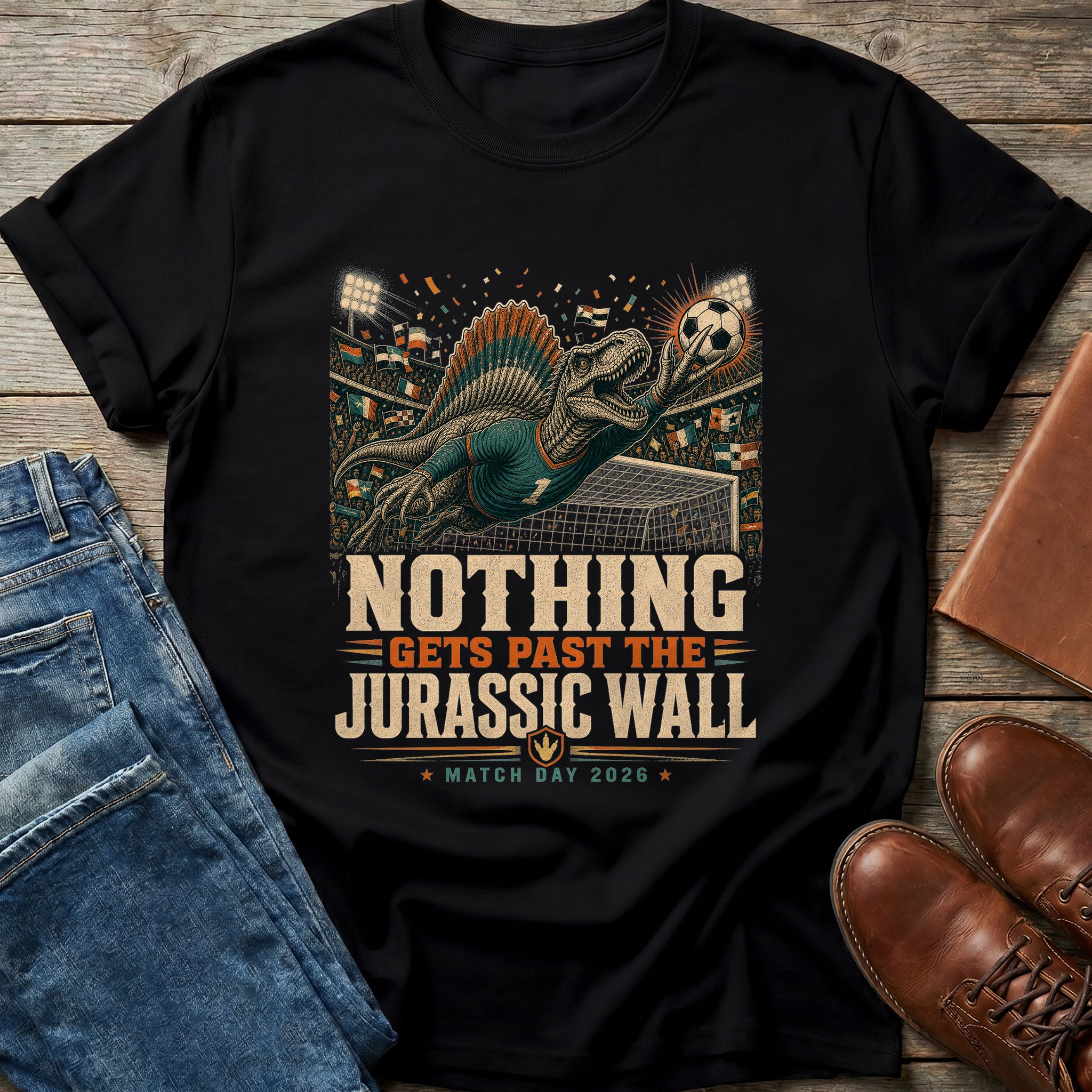 Jurassic Wall Soccer T Shirt