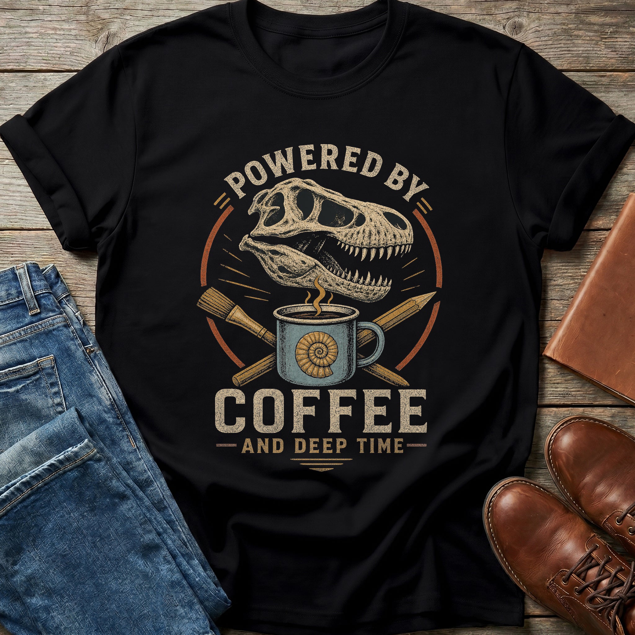 Powered By Coffee Deep Time T Shirt
