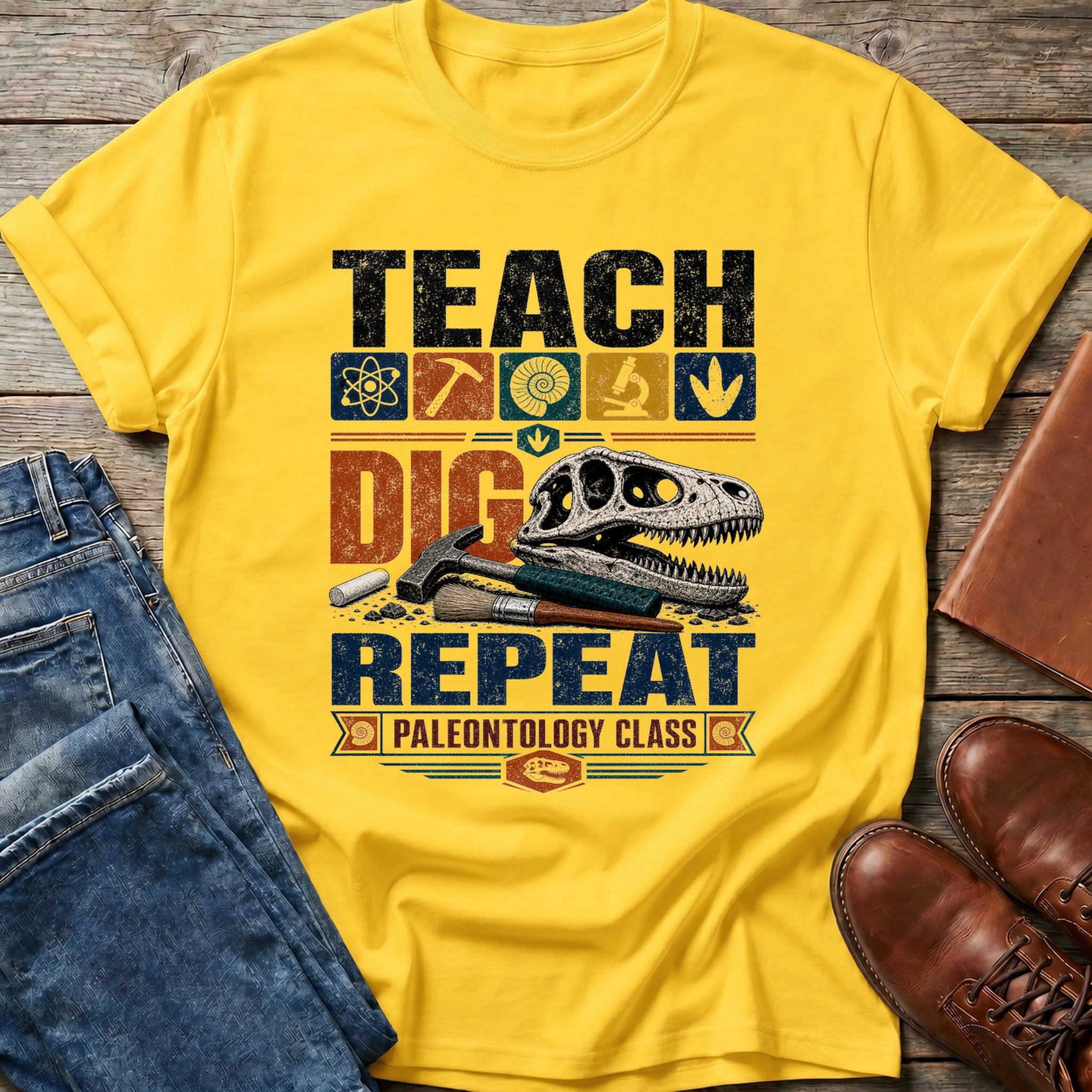 Teach Dig Repeat Dino T Shirt