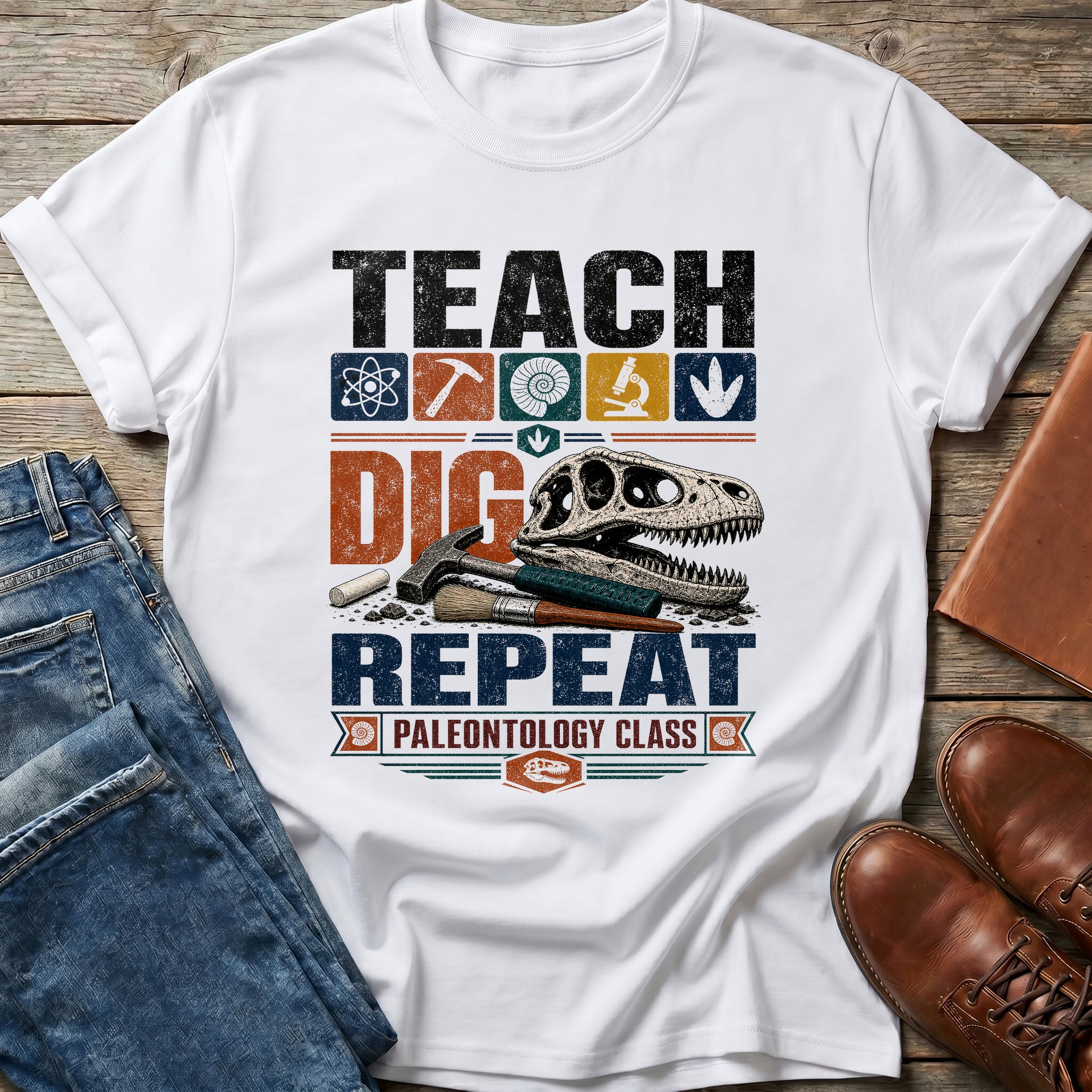 Teach Dig Repeat Dino T Shirt