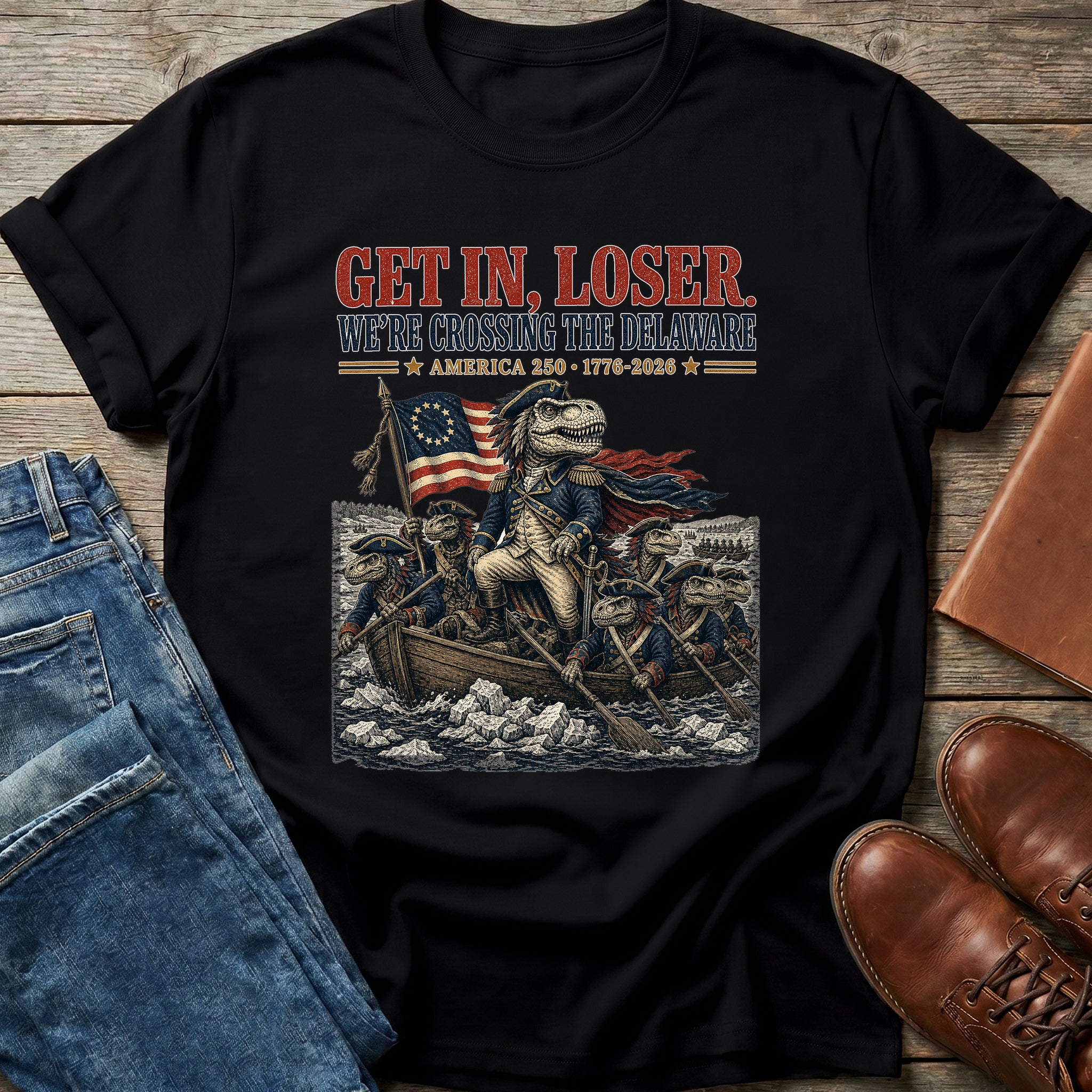 Crossing The Delaware Dino T-Shirt