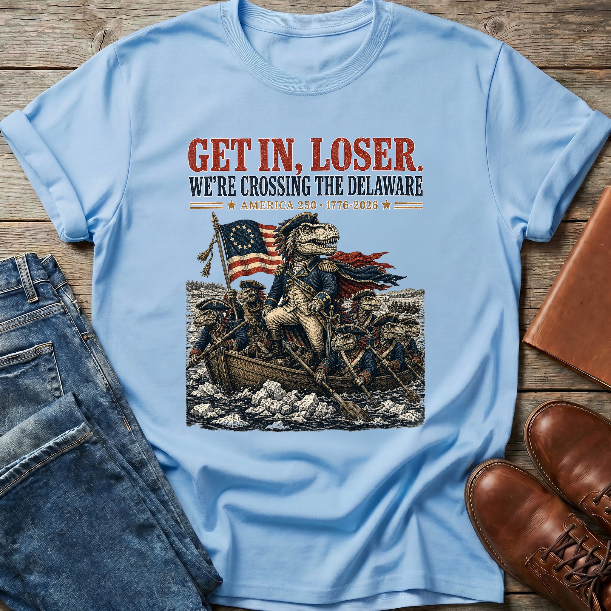Crossing The Delaware Dino T-Shirt