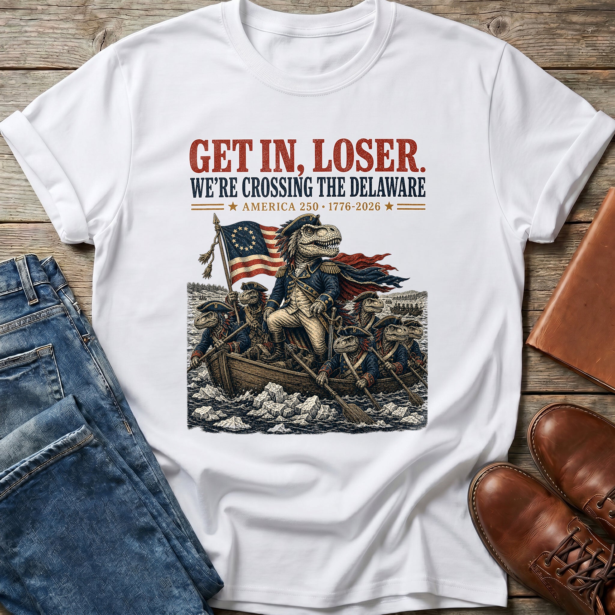 Crossing The Delaware Dino T-Shirt