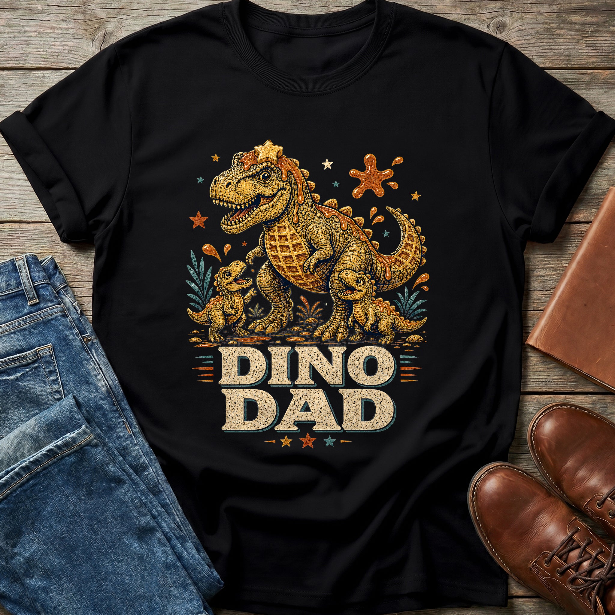 Dino Dad Waffle Rex T Shirt
