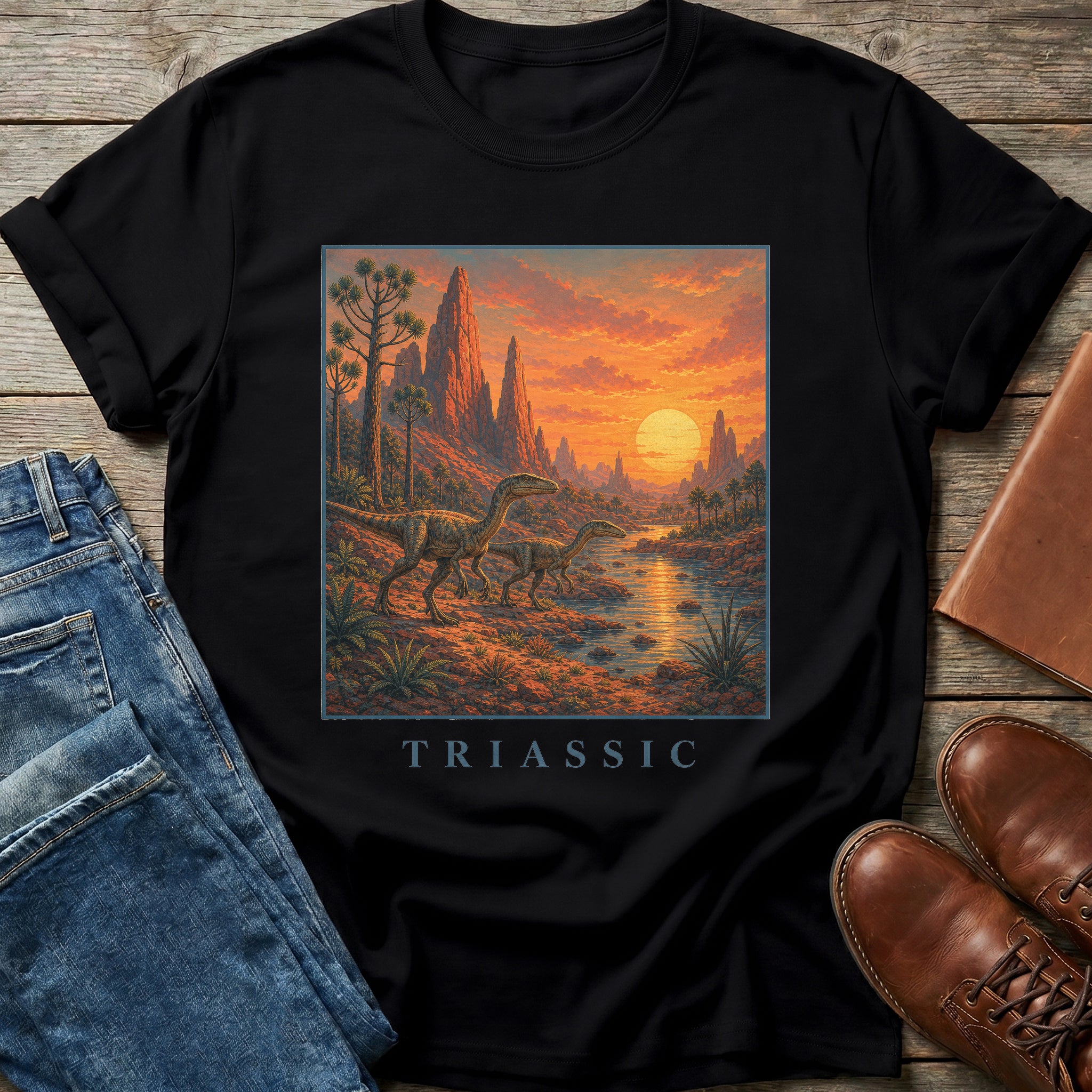 Triassic Sunset Stroll T Shirt