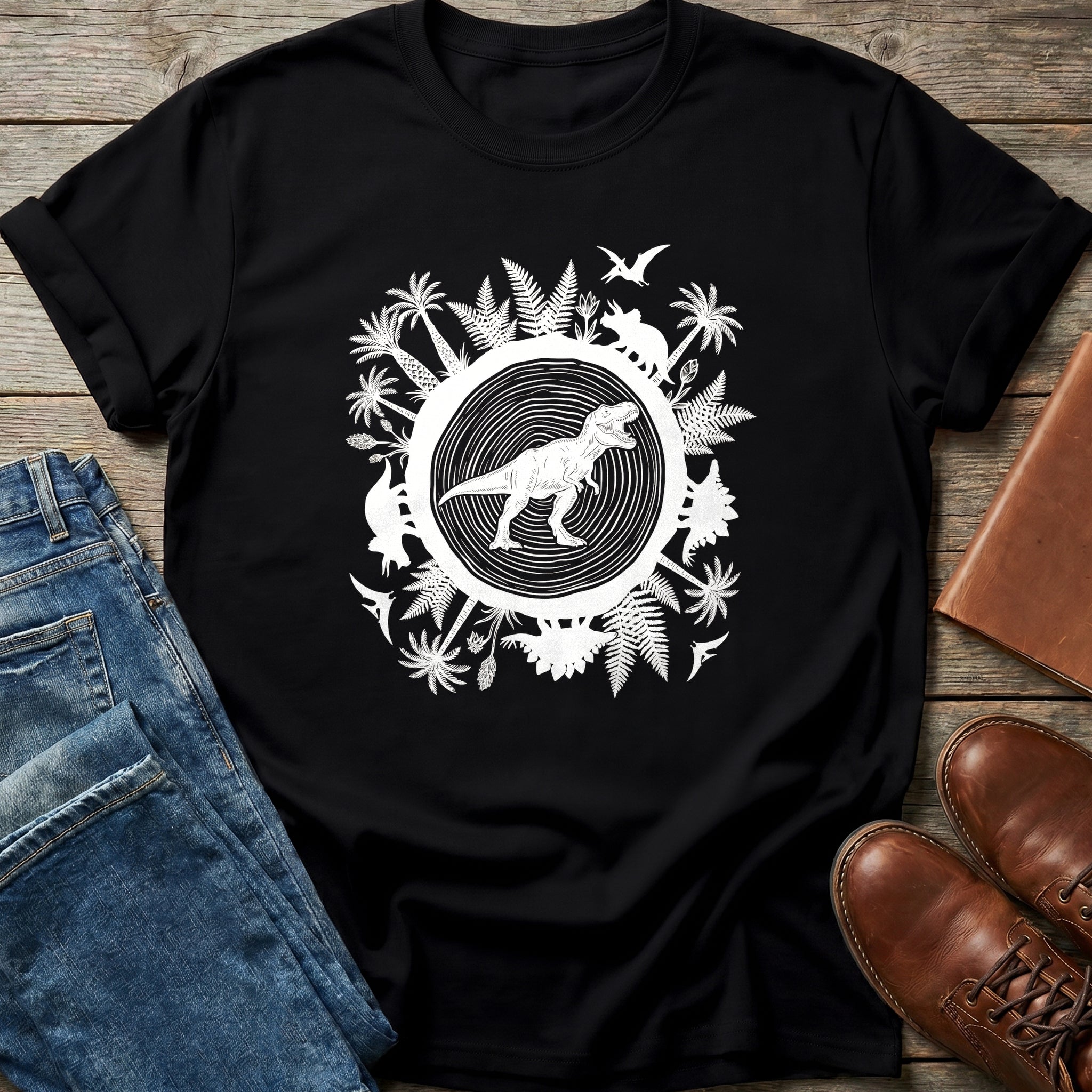 Prehistoric Jungle Circle T Shirt