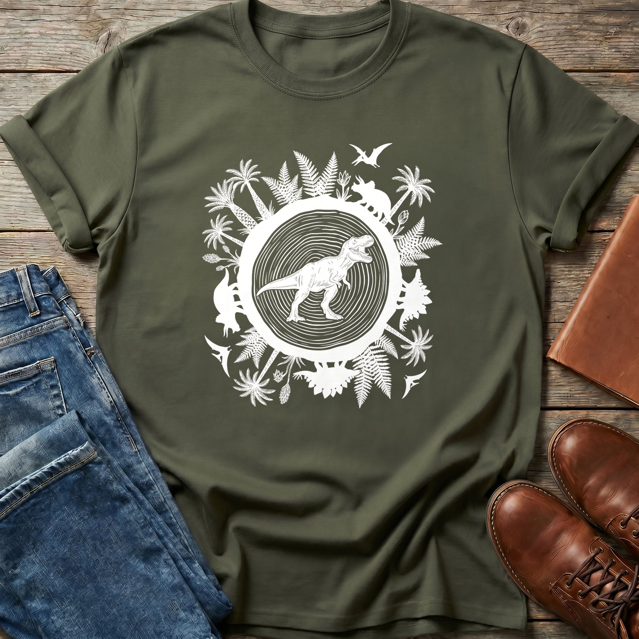 Prehistoric Jungle Circle T Shirt
