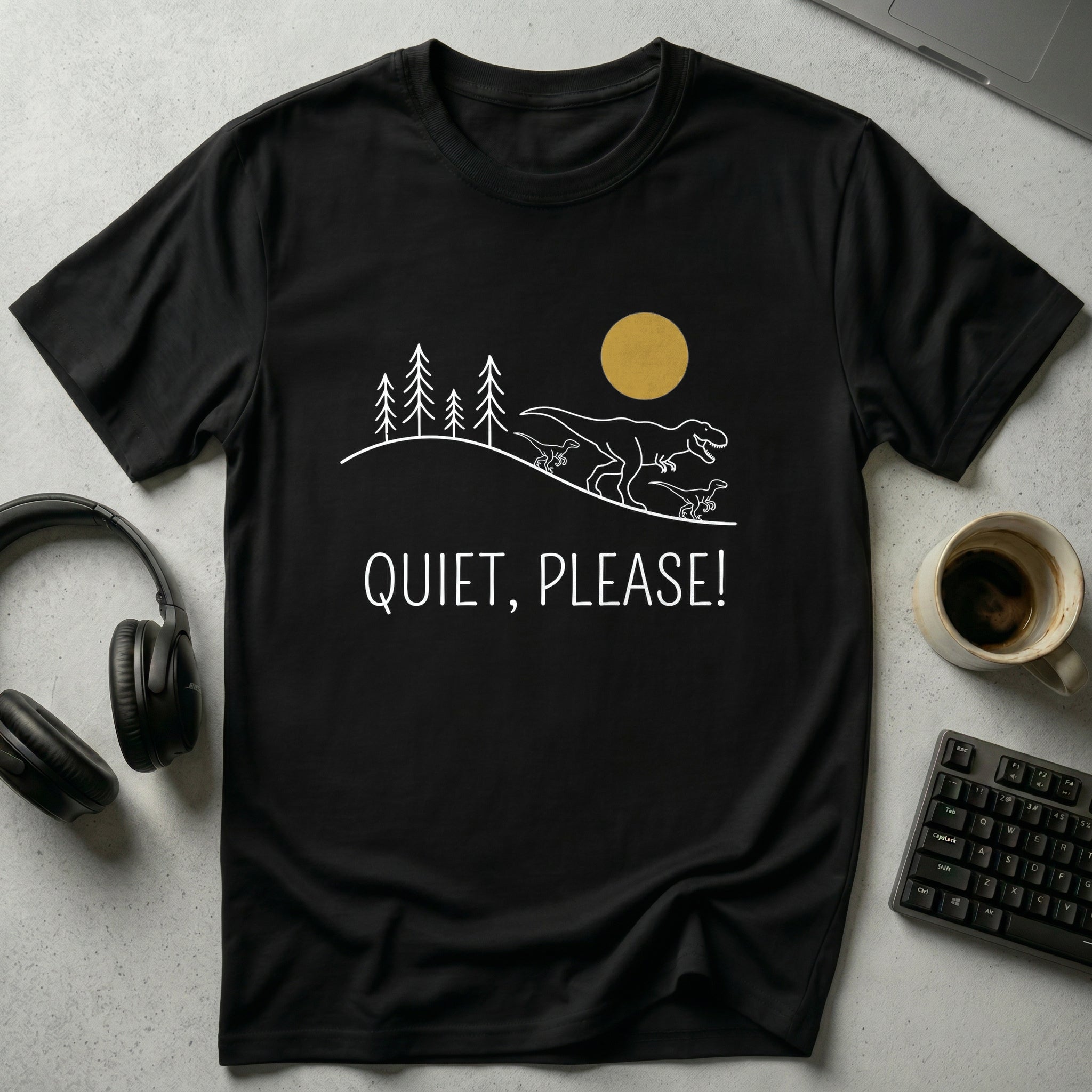 Quiet Please Dinosaur T Shirt