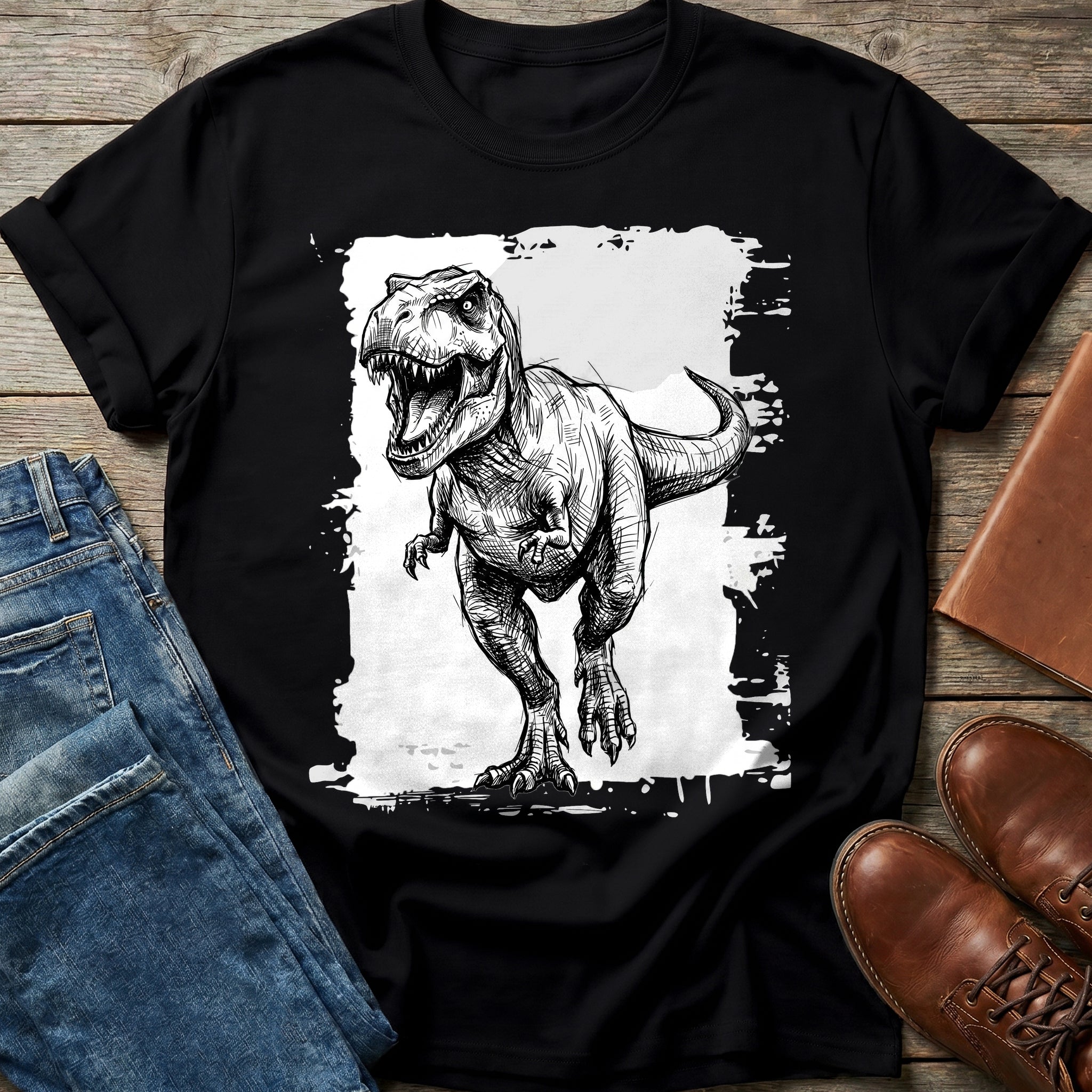 Fierce Sketch T-Rex T Shirt