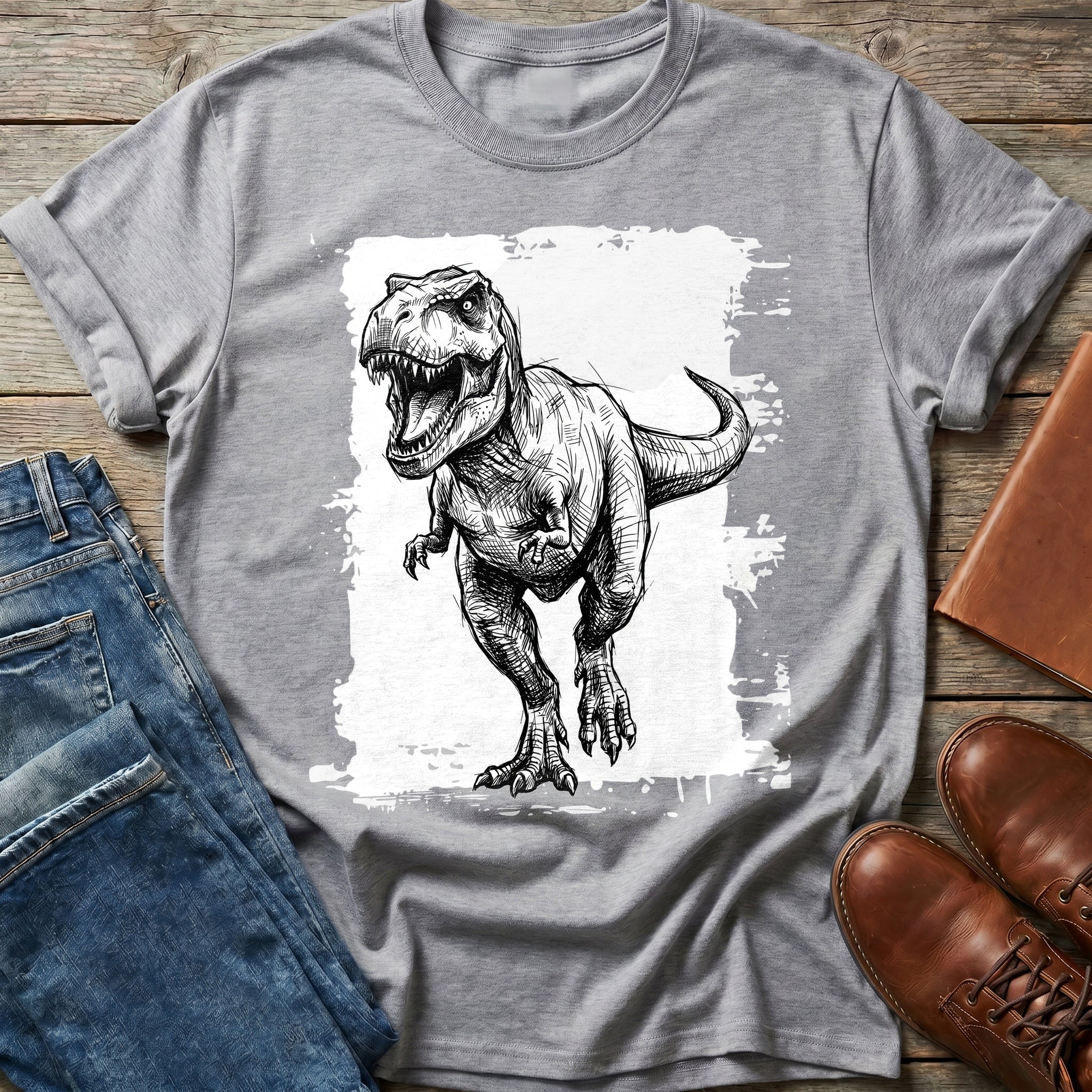 Fierce Sketch T-Rex T Shirt