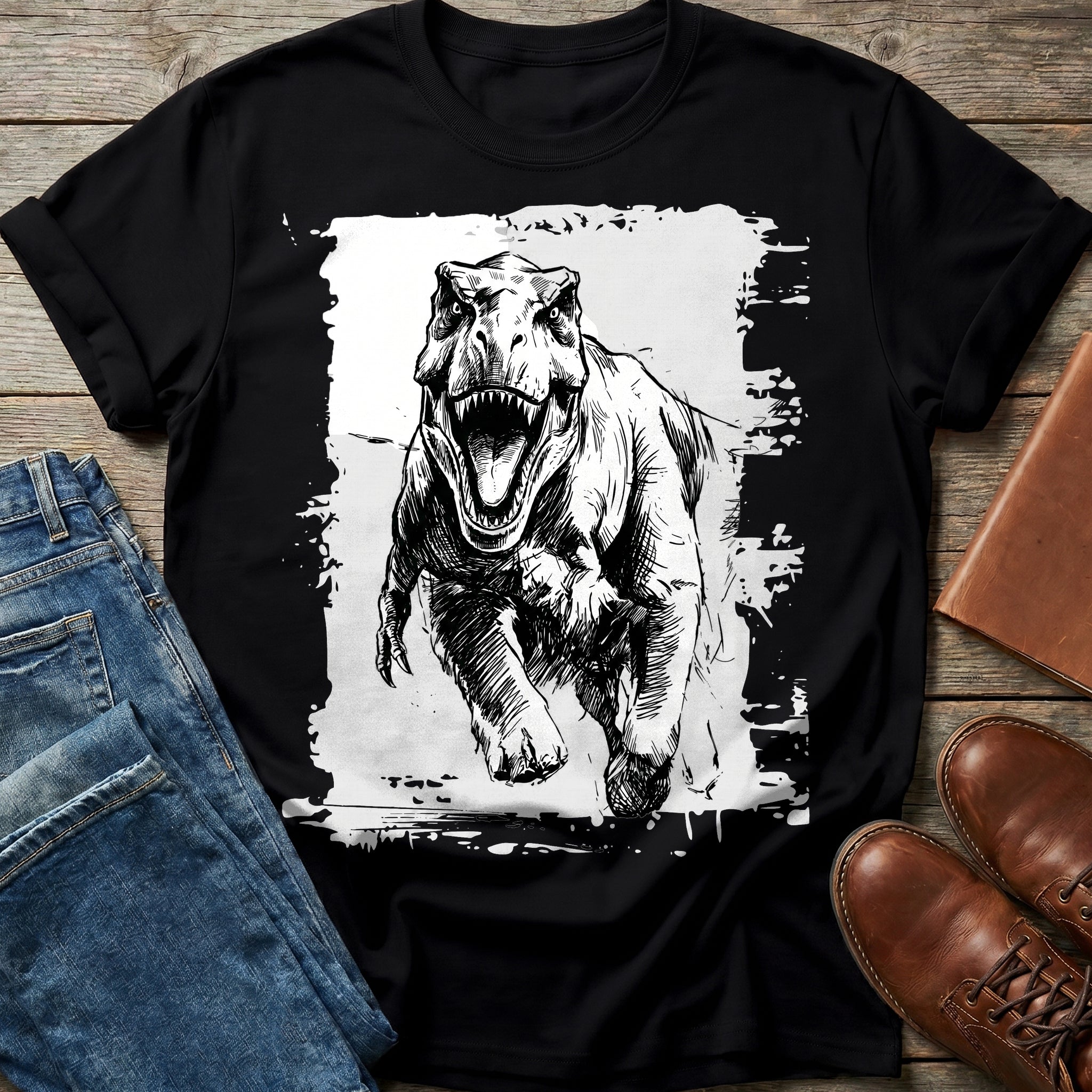 Charging T-Rex Ink Art T Shirt