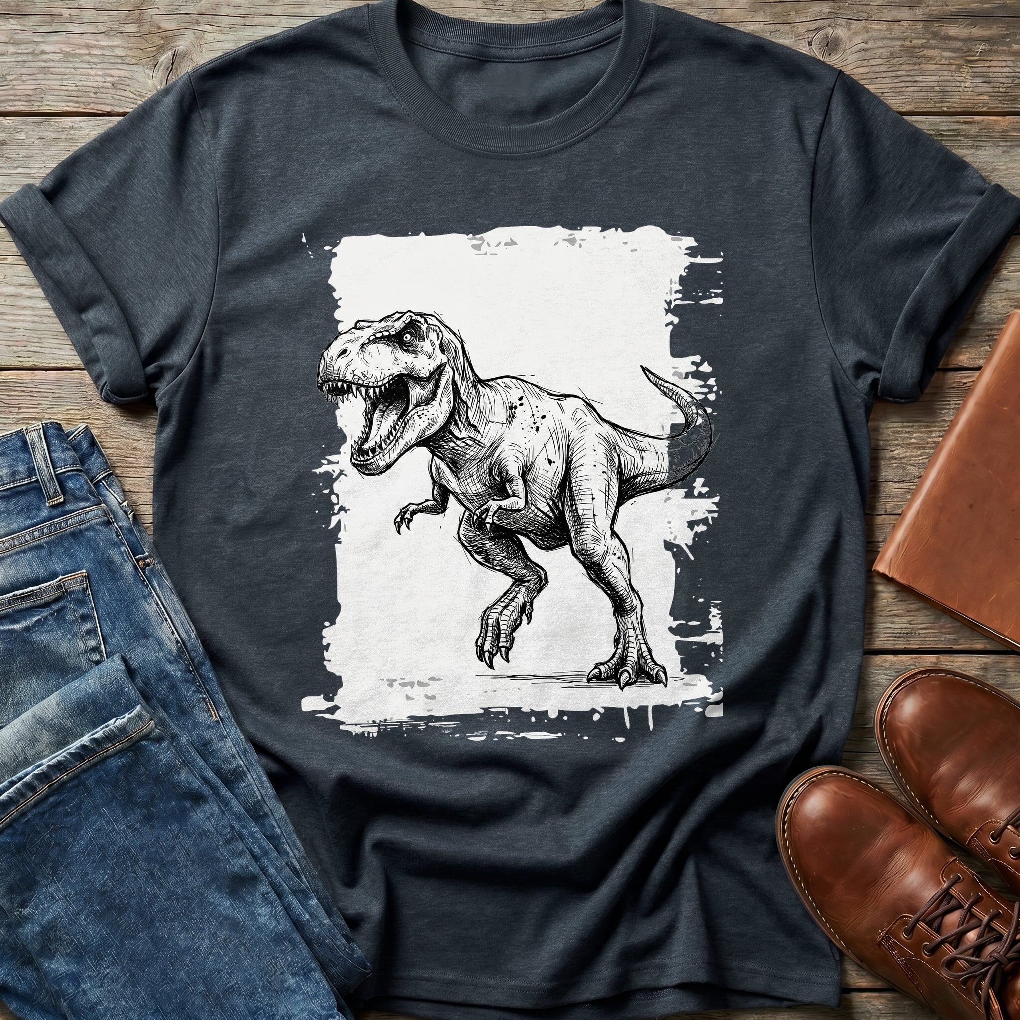 Hand-Drawn T-Rex Sketch T Shirt
