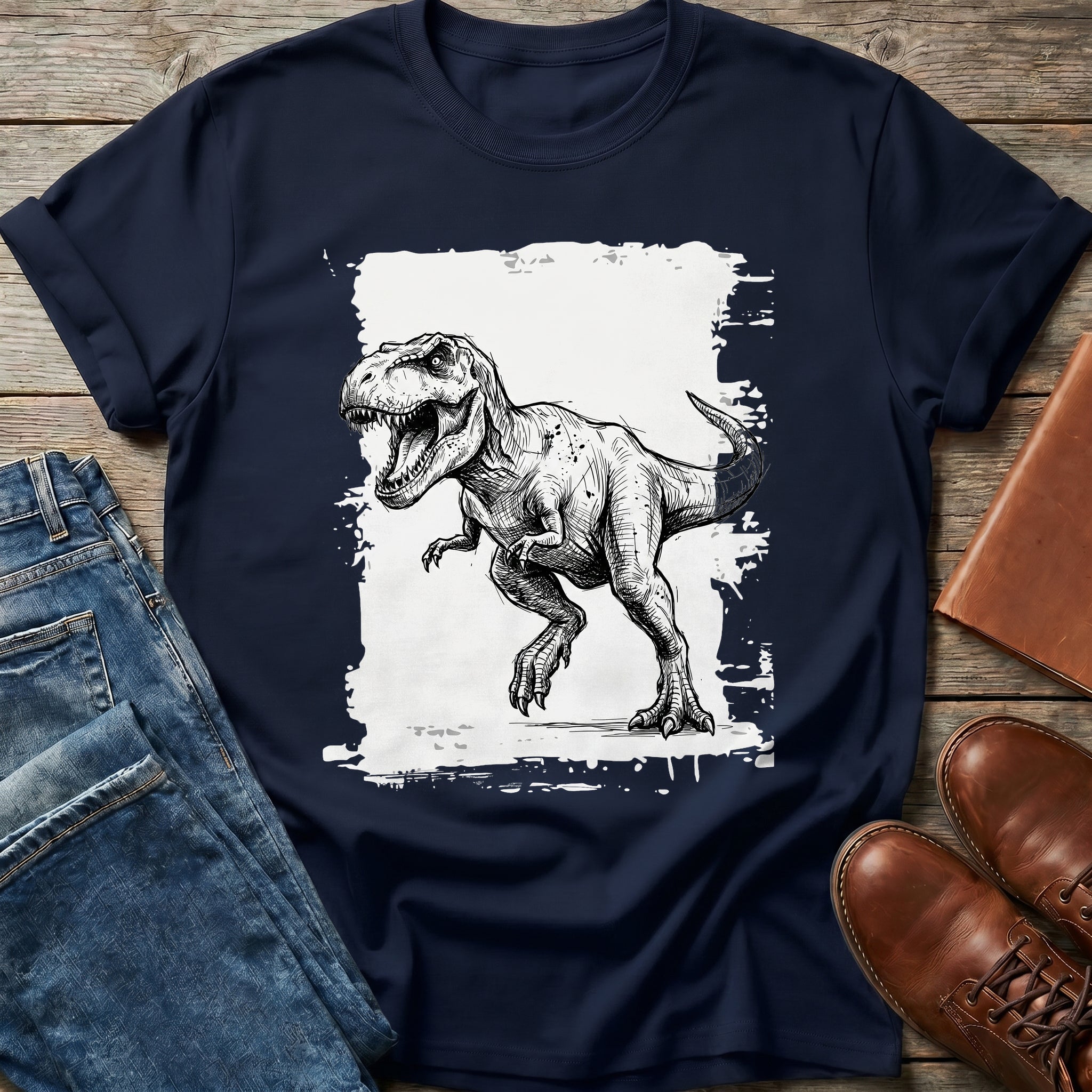 Hand-Drawn T-Rex Sketch T Shirt