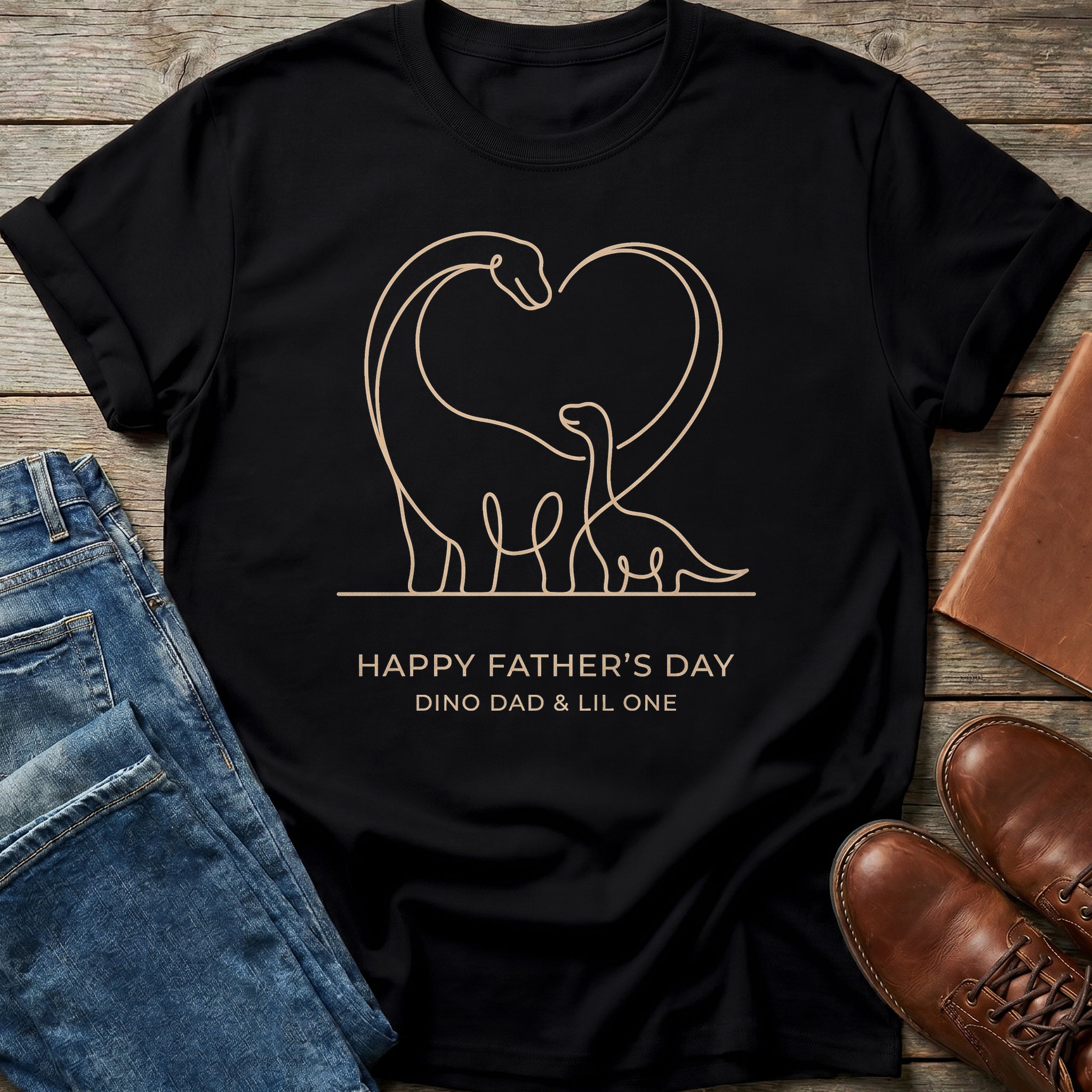 Dino Dad & Lil One Heart T Shirt