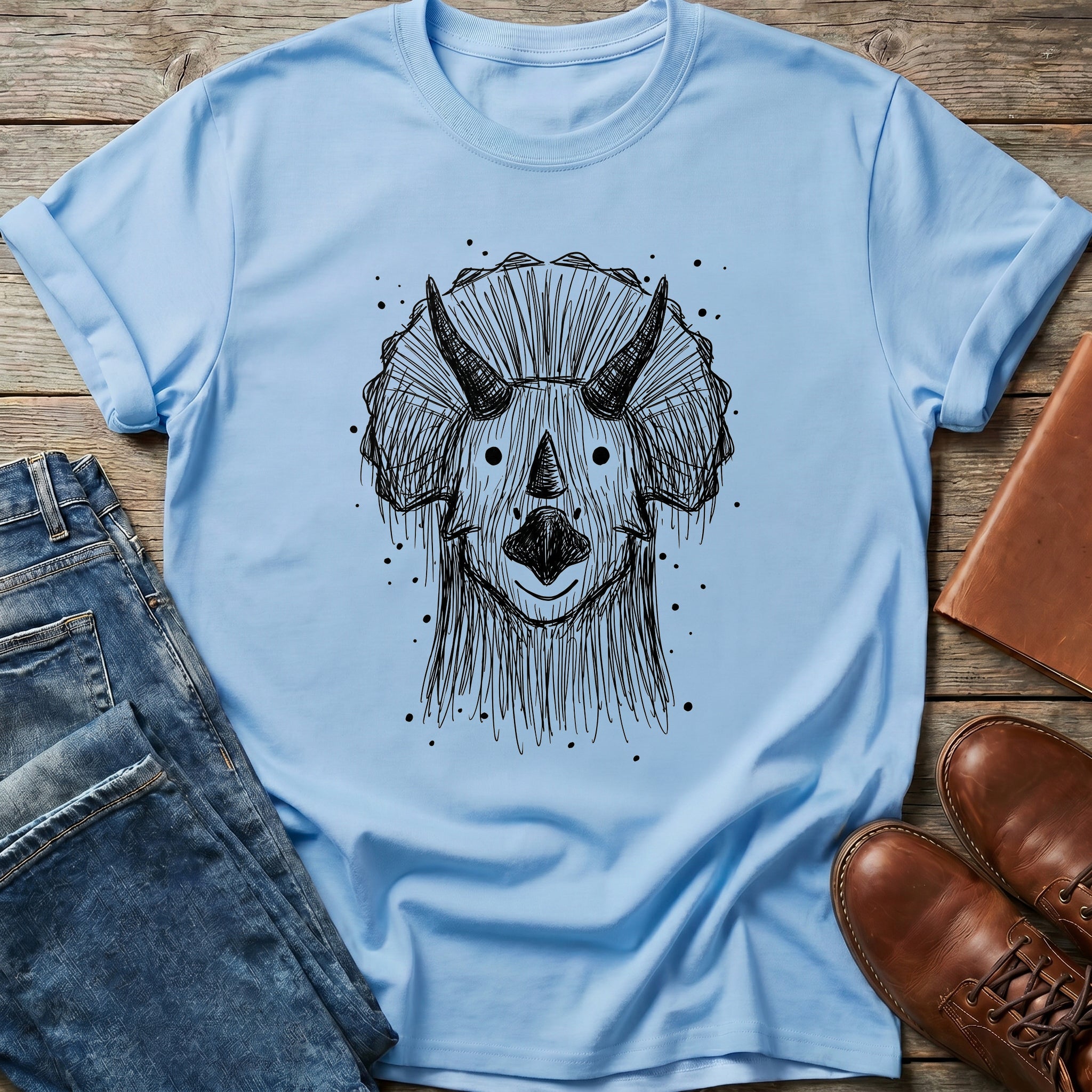 Scribble Triceratops T Shirt