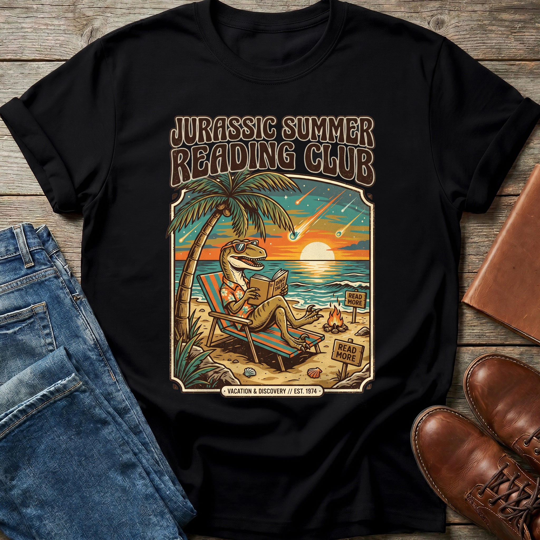 Jurassic Summer Reading T Shirt