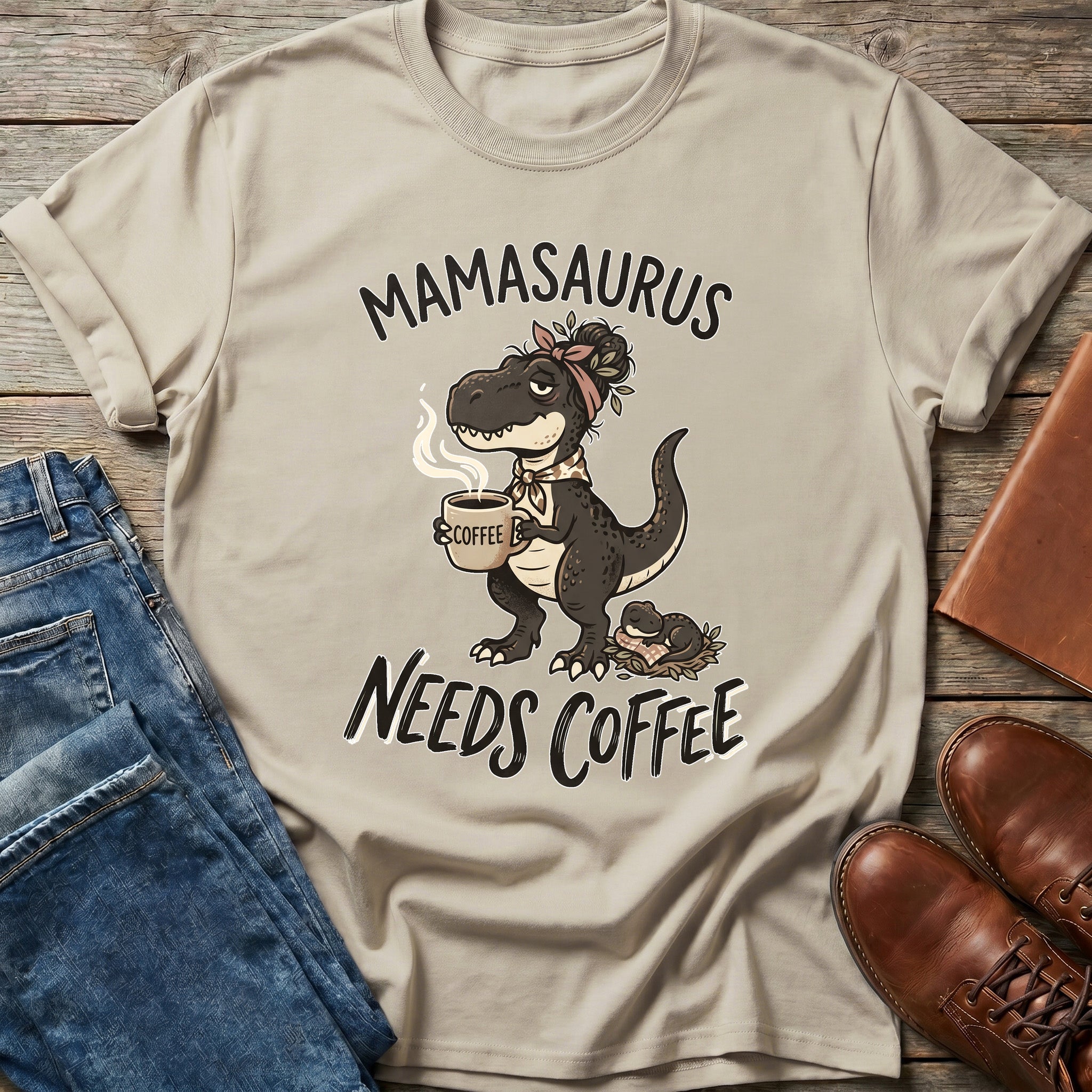 Mamasaurus Needs Coffee T Shirt