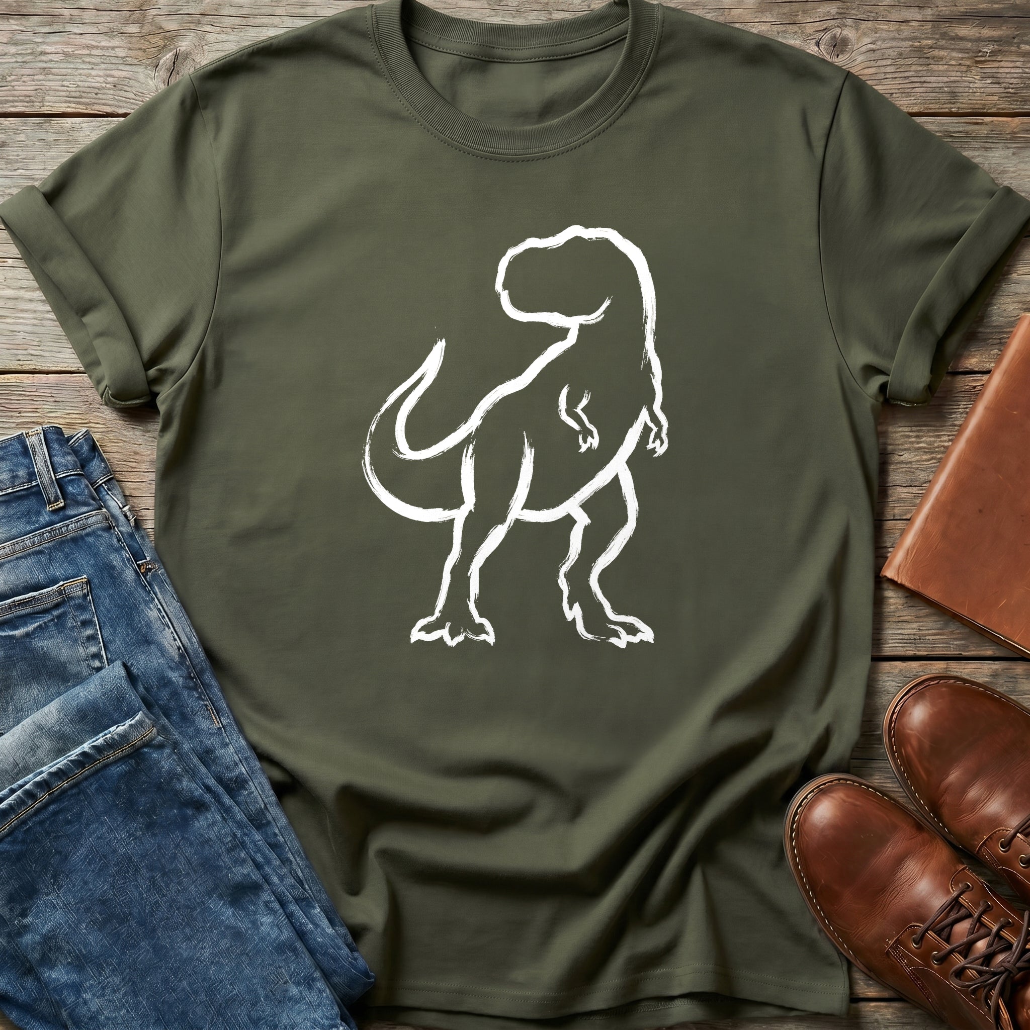 Bold T-Rex Outline T Shirt