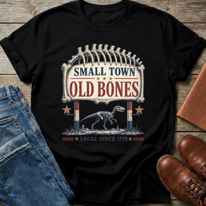 Small Town Old Bones dinosaur T-shirt in Black